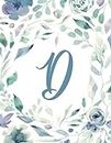 2022-2024 Monthly Calendar Planner – Initial/Letter D – Teal, Indigo & Green Leaves Floral Design: 3 Year Personalized Softcover Notebook Gift for Women, Teens, Girls (8.5"x11")