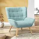 Oikiture Armchair Accent Lounge Chairs Stoolseating Soft Home Office Furniture Stools for Dining Living Room or Bedroom Fabric Upholstered, Blue