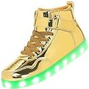 APTESOL Kinder LED Schuhe High-Top Licht Blinkt Sneaker USB Aufladen Shoes für Jungen und Mädchen [Spiegel Gold, EU32]