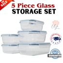 5 Set Glass Storage Bins Containers Basket Plastic Organizer Fabric Box Lids