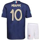 Camiseta de Francia Set Mbappe Heim - 2022-2024 - Niños y adultos - Niños - Hombres - Camiseta de fútbol - Regalos de fútbol - Camiseta deportiva - Ropa deportiva, azul, 140