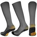 Sanyeyufeng Compression Socks Men Women 3 Pairs Compression Knee-High Athletic Support Socks for Running, Fitness, Cycling, Grey, One Size