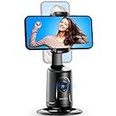 Support de Téléphone Intelligent Selfie Stick, Trépied à Suivi Automatique du Visage, Bâton de Selfie Intelligent Tout-en-on, Rotation à 360°, Vlog Chat Vidéo en Direct pour iPhone ou Android(Noir)