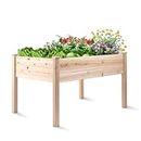 48"x34" Raised Garden Bed - Elevated Wood Planter Box for Healthy Plant Growth, 440 lb Capacity - Natural Color