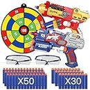 2 Pack Blaster Guns Toy for Boys Compatible with Bullet for nerf Guns Foam Bullet Toy Gun with 80 PCS Refill Darts 1 target shot 2 Protective Glasses for Kids Birthday Gifts Party Supplies, Toys for 3-9 Year Old Boys Girls