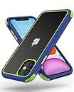 MobNano Funda para iPhone 11, Silicona Transparente PC/TPU Bumper Antigolpes Caso para iPhone 11 - Amarillo-Verde/Azul