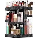 Famitree 360° Rotating Makeup Organizer, Organizador De Perfumes Large Capacity Cosmetics Storage Vanity Shelf Countertop, Fits Cosmetics, Perfume, Skin Care, Lipsticks (Black)