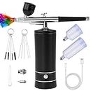 Airbrush Kit with Compressor, Air Brush Gun Rechargeable Portable High Pressure Air Brushes with 0.7mm Nozzle and Cleaning Brush Set for Painting, Tattoos, Nail, Makeup, Art, Cake Decorating