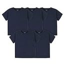 Gerber Baby Toddler 5-Pack Solid Short Sleeve T-Shirts Jersey 160 GSM, Navy, 5T