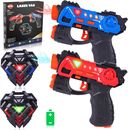 Set pistole etichetta laser VATOS, 2 confezioni mini etichetta laser a infrarossi per bambini con distintivi, 2