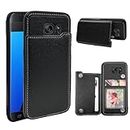 Dswteny Compatible with Samsung Galaxy S7 Case with Leather Credit Card Holder Magnetic Back Stand Cell Accessories Phone Cover for S 7 7s GS7 SM-G930V G930A Women Men Black