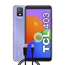 TCL Smartphone 403 4G, 2 GB di RAM, Display 6, Android 12, fotocamera da 8 Mp, batteria da 3000 mAh, Dual Sim Mauve Mist, versione con cavo micro-USB aggiuntivo, 1mt, Italia, 32 GB