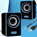 Fire Turtle Computer Speaker Multimedia Sound Bass Speakers Auxiliary System Speaker for Desktop Laptop (Blue)