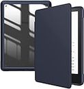 SwooK Slim Hybrid Case for Kindle Paperwhite 6.8 Inch (11th Generation-2021) and Kindle Paperwhite Signature Edition - Shockproof Case with Transparent Clear Back Cover (Navy-Blue)