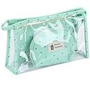 3PCS Travel Makeup Bag Set, Veriya Clear Cosmetic Case Toiletry Wash Storage Holder Pouch Purse Bags for Girls Women Ladies Travelling or Daily Use (Green)