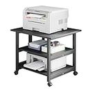 2/3-Tier Mobile Storage Cart Shelf Rack, Printer Stand with Wheels, Open Shelves, Stable Metal Frame, for Media Player Scanner Files Books Microwave Oven in Kitchen Living Room Home Office