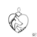 Doberman Mum and Puppy in Heart Charm - recycled .925 Sterling Silver