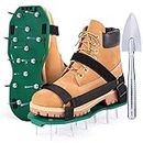 Lawn Aerator Shoes with Stainless Steel Shove, Ohuhu Lawn Aerator Sandals with Hook & Loop Straps, Spiked Aerating Sandals for Yard Patio Lawn Garden, One-Size-Fits-All, Green