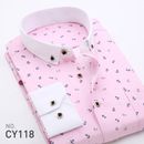 Mens Dress Shirts Clothes Long Sleeves Floral Formal Business Work Casual Shirts