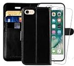 MONASAY iPhone 6s Wallet Case/iPhone 6 Wallet Case,4.7-inch [Glass Screen Protector Included] Flip Folio Leather Cell Phone Cover with Credit Card Holder for Apple iPhone 6/6s,Black