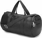 PU-Leather Gym Bag Duffle Bag Adjustable Shoulder Bag Fitness Bag Carry Bags Sports & Travel Bag Gym Bags for Men and Women Boys & Girls, (Black)