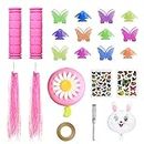 BAPHILE Bike Accessories for Kids Girls Bike Bicycle Decorations Including Pink Bike Handlebar Grips, Bike Streamers, Butterfly Bike Wheel Spokes, Flower Bell and Stickers,Rabbit Balloon