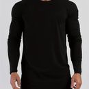 Men's Solid Color Slim Fit Long Sleeve And Crew Neck Sports Shirt, Perfect Tops For Fitness And Outdoors Activities