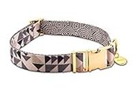 Glucklich Polyester Printed Adjustable Dog Collar with Gold Coated Quick Release Buckle & Gold Coated D-Ring Durable Pet Collar Dogs-Girl Boy Puppy Walking Running Training Collar Pack of 1 (M, Ohio)