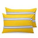 Huesland by Ahmedabad Cotton 144 TC Cotton Pillow Cover Set of 2 - Yellow & Grey
