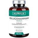 Glucomannan Konjak | Appetitzügler mit Cholin-Bitartrat, Chrom-Picolinat und Vitaminen B3 und D3 | 120 Kapseln | NUTRALIE