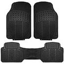FH Group Automotive Floor Mats Solid Black Climaproof for All Weather Protection Universal Fit Trimmable Heavy Duty fits Most Cars, SUVs, and Trucks, 3pc Full Set F11306BLACK