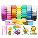 RUBFAC Air Dry Clay for Kids, 50 Colors Modeling Kit with 3 Sculpting Tools Boys and Girls Arts Crafts DIY Gift,(SERONLINE)