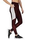 Neu Look Gym wear Leggings Ankle Length Workout Active wear | Stretchable Tights | High Waist Sports Fitness Yoga Track Pants for Girls & Women (Large) Maroon