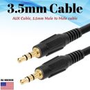 3.5mm Male to Male Cable 3ft 6ft 12ft 25ft 50ft 100ft Lot Stereo Audio Aux 1/8"