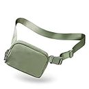 AslabCrew 2-Way Zipper Unisex Belt Bag with Adjustable Strap Fanny Packs Mini Waist Pouch for Outdoor Hiking Running Travel, Dark Sage