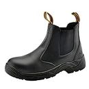 Mens Chelsea Work Boots Steel Toe Safety Boots Cow Leather Waterproof Lightweight Working Shoes
