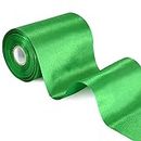 TONIFUL 4 Inch x 22 Yards Wide Green Satin Ribbon Solid Fabric Large Ribbon for Cutting Ceremony Kit Grand Opening Chair Sash Table Hair Car Bows Sewing Craft Gift Wrapping Wedding Party Decoration