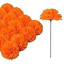 Eternal Blossom Silk Carnation Flower, 50 Dark Orange Artificial Flowers, Used for Wedding Decoration DIY Handmade Flowers, Carnation Flower Diameter 3.5 Inches and 6 Inches Stem