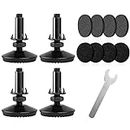 Tahikem 4 Set Adjustable Levelling Feet, M10 Height Adjuster Furniture Levellers Foot with T Nut Bolt, Table Leg Extenders, Screw In Cabinet Bed Table Chair Self Levelers Legs 2" Base 2" Thread Black