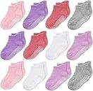 CozyWay Non-Slip Ankle Style Socks with Grippers, 12 Pack for Baby Boys and Girls, Assorted Colors, 1-3 Years