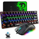 60% Mechanical Gaming Keyboard Mouse and Mat Combo Wired RGB 61 Keys for PC PS4