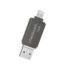 [Apple MFi Certified] 128G Lightning to USB3.0 Flash Drive Memory Stick,Phone Storage Memory Thumb Drives for iPhone/iPad/iPod Backup Memory Stick,Micro Android Phone,PC/TV/Projector (128GB)