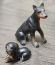 Doberman Dog and Puppy Vintage Miniature Original Family TINY CUTE HTF