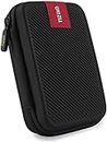 Tizum External Hard Drive Case Shell 2.5-Inch Hard Drive Portable Storage Organizer Bag for Earphone USB Cable Power Bank Mobile Charger Hard Disk - Double Padded WD Seagate Sony Dell Toshiba (Black)