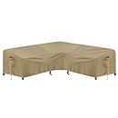 PureFit Outdoor Sectional Sofa Cover Waterproof V Shaped Patio Furniture Covers for Deck, Lawn and Backyard, 89”x89”, Camel