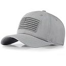 American Flag Hat Men Women Adjustable USA Baseball Cap Low Profile Plain Dad Hat Outdoor Ball Cap, Gray, One Size