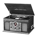 Victrola VTA-200B-GRY 6 in 1 Music Center Bluetooth CD 3 Speed Turntable AM FM Grey