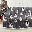 Catalonia Snowman Blanket, Holiday Theme Sherpa Fleece Throw, Blanket for Couch and Bed, Christmas Blanket | Super Soft, Comfy, Cozy, Fluffy, Warm | 50x60 inch, Grey