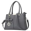 KKXIU 3 Zippered Compartments Purses and Handbags for Women Top Handle Satchel Shoulder Ladies Bags, A-grey, Medium