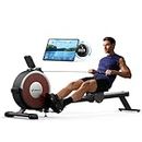 MERACH Electromagnetic Rowing Machine with Exclusive App, Dual Slide Rail Design Magnetic Rower, True 350LB Max Weight, Rowing Machines for Home Use, Auto Resistance Feature